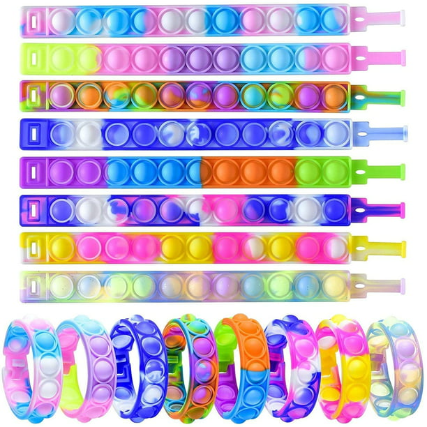 2021 New Wearable Push Bubble Fidgets Toys Popping Silicone Fidget Bracelets for Stress Relief and Anti-Anxiety Puzzle Fun for Children and Adults 5 Pcs Pop Fidget Toys Bracelet 